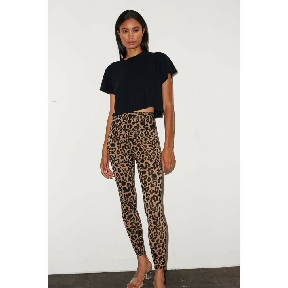 $134 LNA Leopard Cheetah Ankle Zip Legging Pants Revolve Stretch Designer M